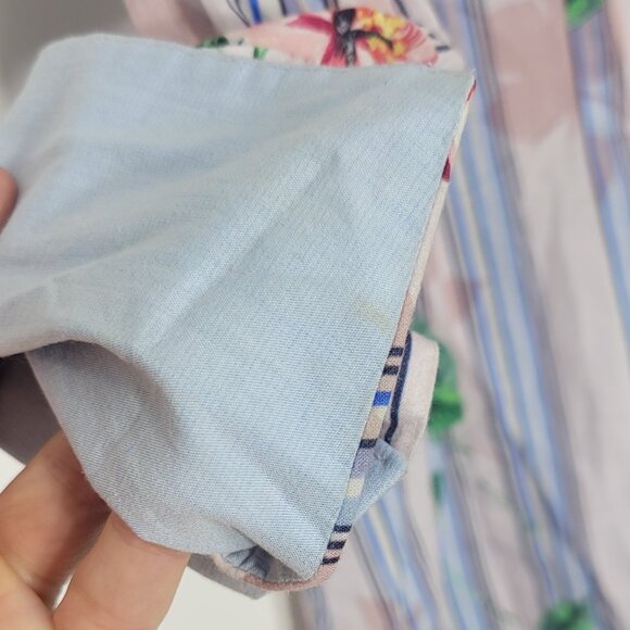 Milano Multicolor Striped & Floral Long Sleeve Button-Down Shirt Lightweight 36 - Picture 5 of 12